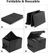 UENTIP 7 inch Vinyl Record Storage Box Black Stackable Collapsible Holds 60 view 4
