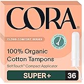 Cora Organic Cotton Tampons (36 Super Plus Tampons)