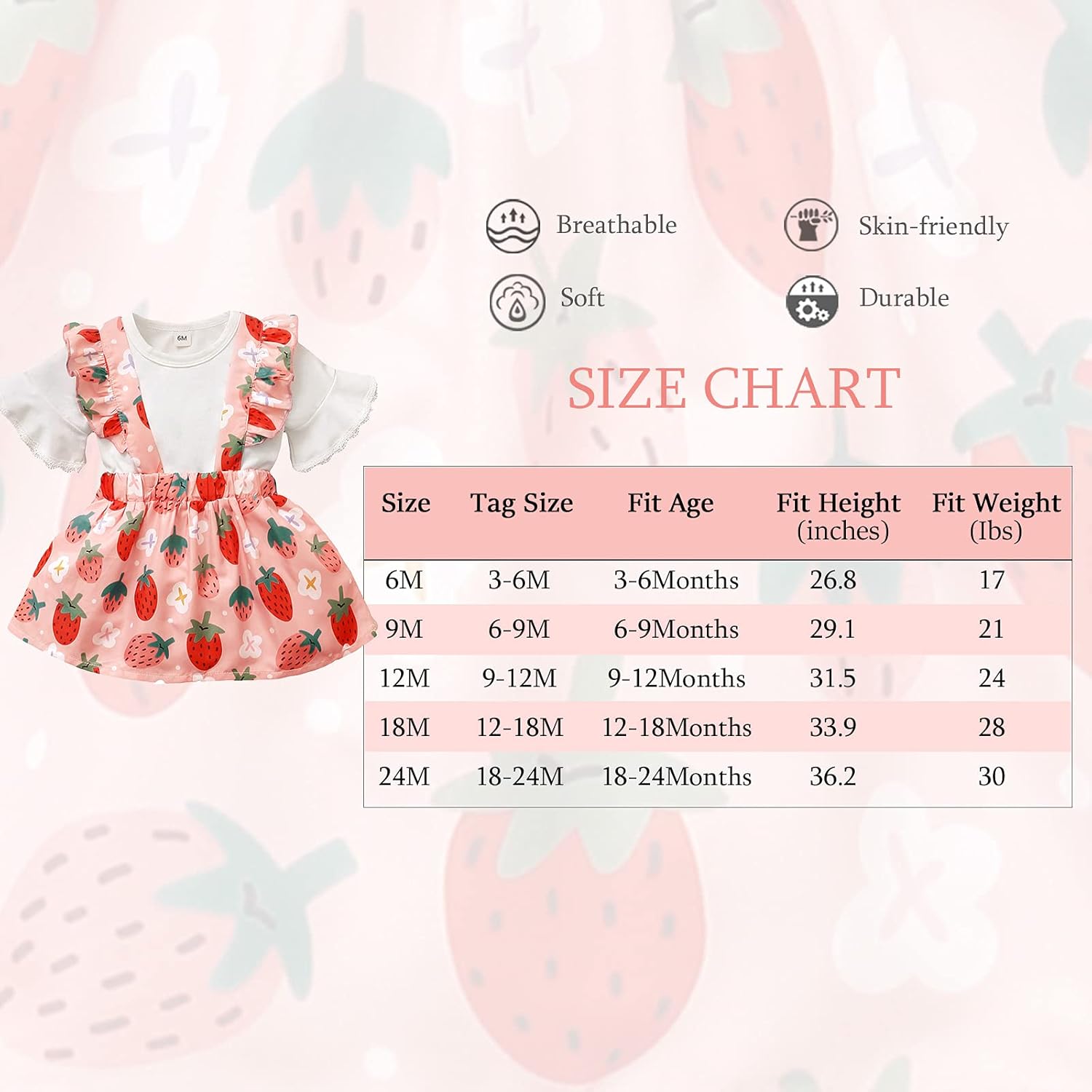 Baby Girl Short Sleeve Pink Suspender Skirt Set Shirt+Overall Skirt Outfit 3-24M: Clothing