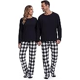 ShinyMatch Couple Matching Pajamas Sets with Socks Holiday Fleece Pajamas Jammies Sets for Family Party