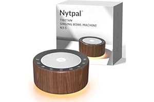 NYTPAL Tibetan Meditation Singing Bowl Machine - 7 Singing Bowls Sounds, Crystal Healing, Chakra Healing, Mindfulness and Stress Relief Timer and Memory Features for Women/Men