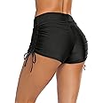 Bonneuitbebe Women's Swim Shorts High Waist Swimsuit Bottoms Adjustable Side Tie Bathing Suit Boyshorts Bikini Board Shorts