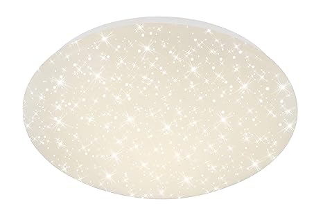 Briloner Leuchten LED Deckenleuchte mit Sternenfunkel Dekor, Lichtfarbe Deckenlampe: neutralweiß, D: 28 cm, 15W, 1200 Lumen, 