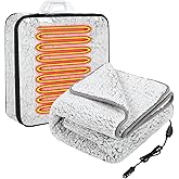 Riakrum 12v Heated Car Blanket 58" x 43", 3 Heating Level Electric Heated Blanket Portable Throw with Temperature Controller Cigarette Lighter Socket for Truck Winter(Gray Gradient,Solid)