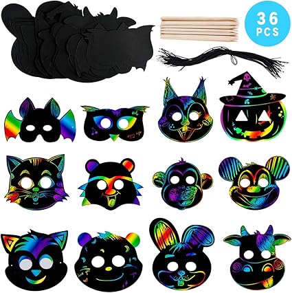Amazon Com Nplux 36 Set 12 Style Scratch Paper Animal Masks Magic