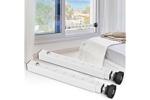 WooFog（Short）Window Security Bar Adjustable, Window Bars Security Inside, Window Lock Bar for Horizontal Sliding Windows, Window Locks for Up and Down Windows, Extends Form 11" to 18" (White-2 Pcs)