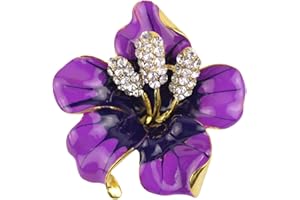 Merdia Brooch Pin for Women Flowers Brooch with Created Crystal | Elegant Brooches and Pins for women | Pearl Brooches for women with Flower Pins | Designer Brooch Collar Pins for women, Purple/White/Red, 29.8g