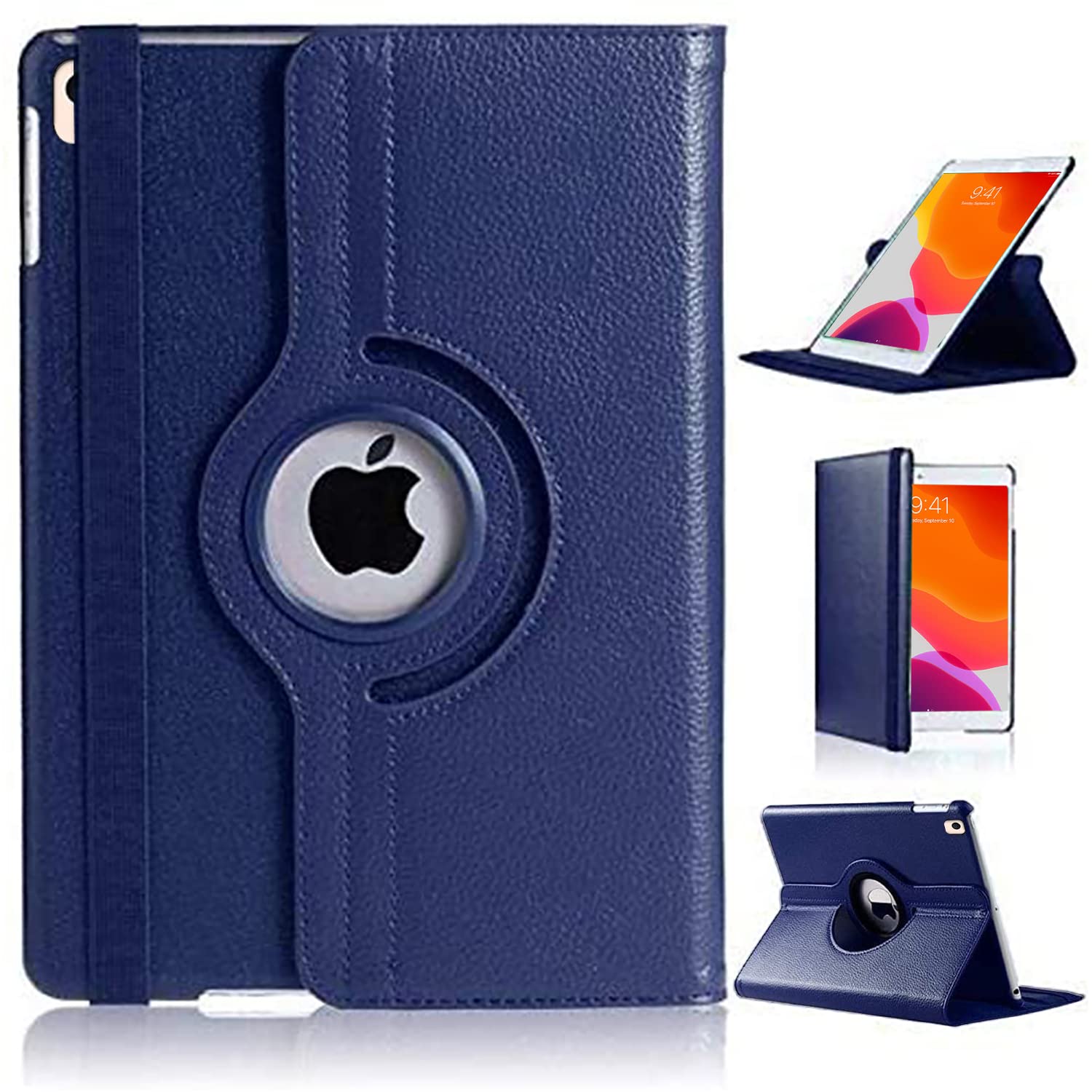 For iPad 10.2 Case 9th 8th 7th Generation (2021/2020/2019) [360 Rotating Stand] [Auto Sleep/Wake] PU Leather Smart Folio Protective Tablet Cover 10.2 inch (BLUE)