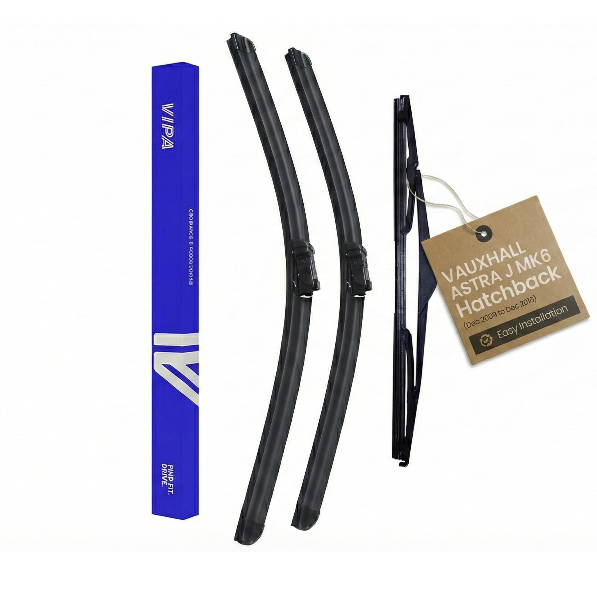 Vipa Car Parts Premium Wiper Blade Set | fits: VAUXHALL ASTRA J MK6 Hatchback (Dec 2009 to Dec 2016) | All-Weather Performance | Durable, Streak-Free Windshield Wipers | Easy Installation