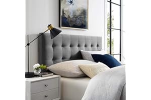 Modway Lily Queen Biscuit Tufted Performance Velvet Headboard, Gray