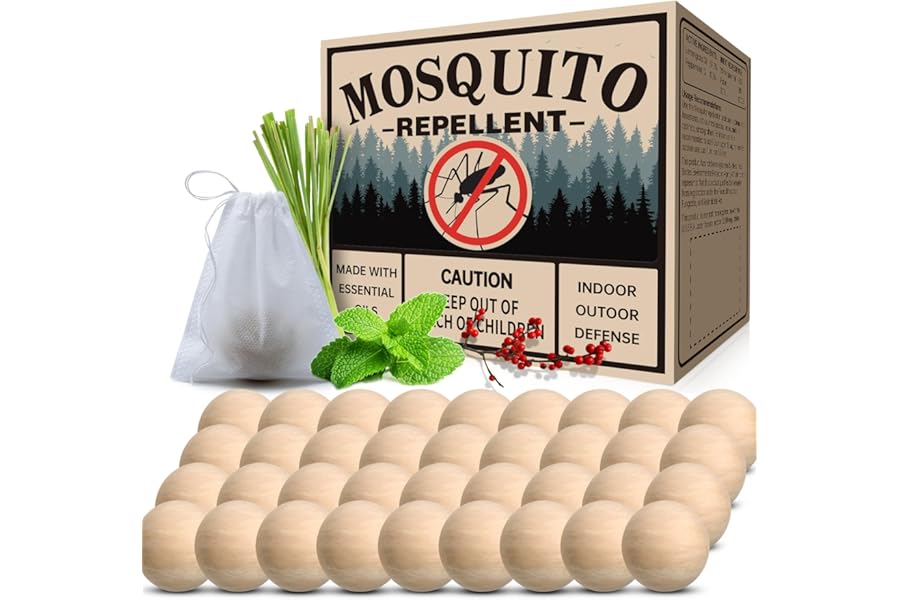 Mosquito Repellent 36 Balls – Mosquito Repellent Outdoor Patio & Indoor, Natural Mosquito Deterrent for Yard, Patio, Camping & Travel