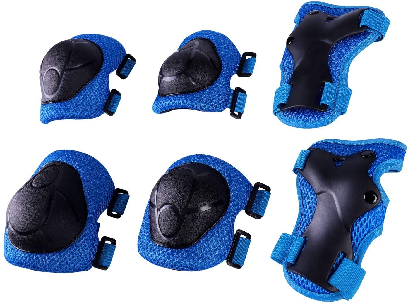 Kids Protective Gear Set 6 in 1 Knee Elbow Pads Wrist Guards Children Protection Safety Roller Bicycle Skateboard Inline Skating Scooter Multi Sports for Boys Girls Age 3-8