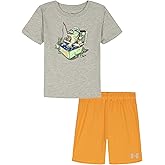 Under Armour Boys' 2-Piece Short Sleeve T-Shirt and Shorts Set, Outdoor Collection, Bait Mod Gray, 7