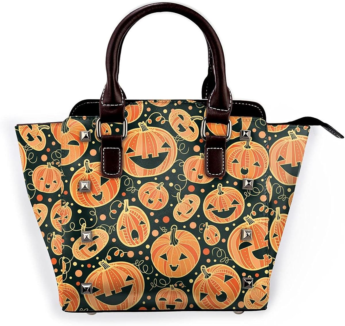 Halloween Pumpkin Leather rivet shoulder bag handbag purse microfiber
