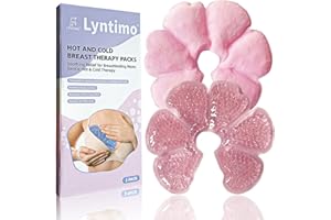 2 Pack Breast Therapy Packs, Lyntimo Hot and Cold Breastfeeding Essentials Ice Pack for Pain Relief, Dual-use Nipple Cooling 