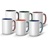 Cricut&reg; Beveled Ceramic Mug Blank - 15 oz/425 ml (6 ct) | DIY Custom Mug - Works with Infusible Ink&reg; Transfer Sheets, Pens, Markers &amp; Sublimation