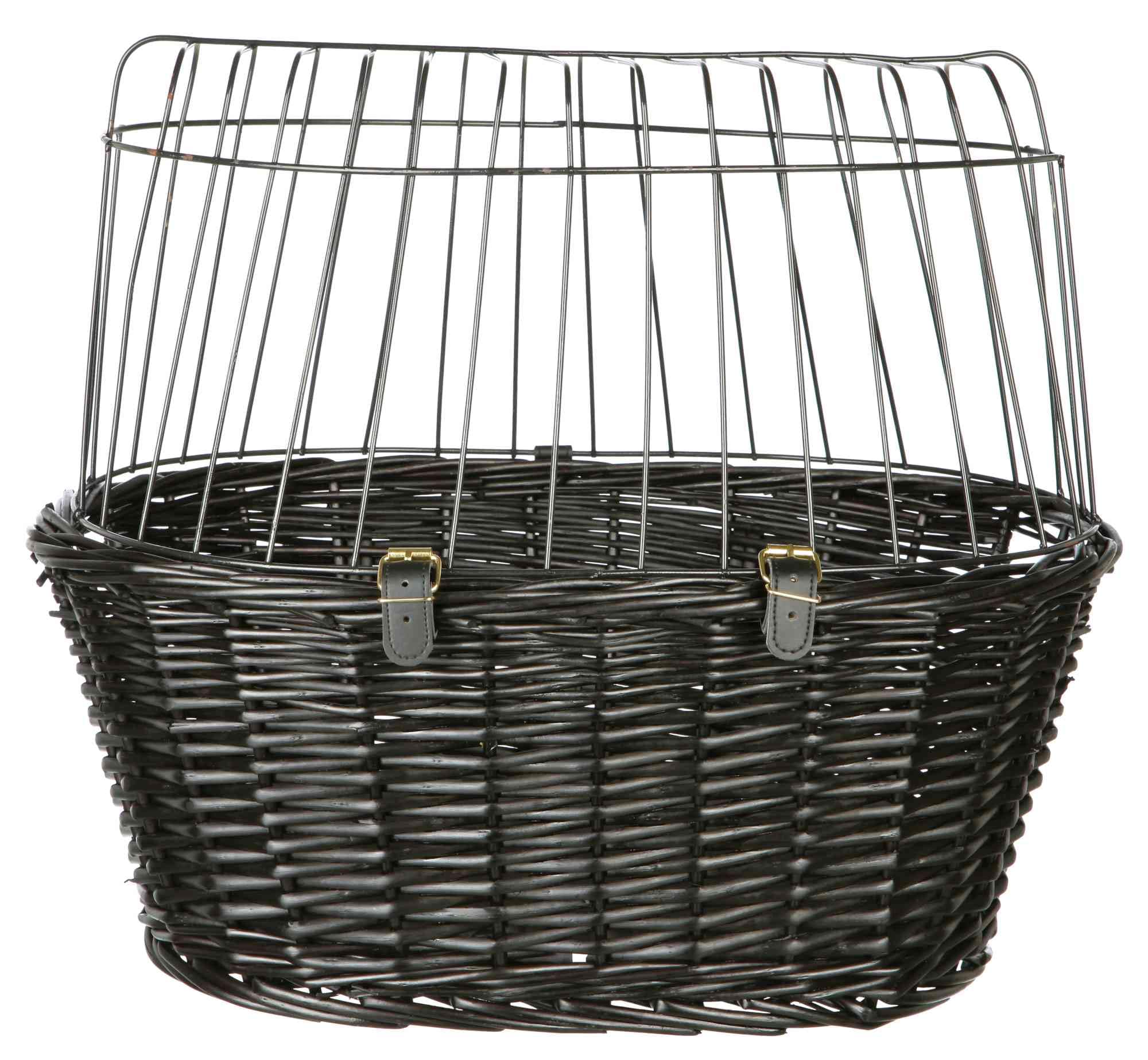 TRIXIE dog basket for the front of the bike up to 5 kg 50 × 41 × 35 cm - woven dog bike basket for the handlebars - in a chic wicker look with plastic grille, 2818
