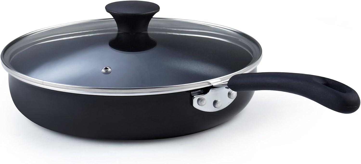 Cook N Home Nonstick Deep Fry Jumbo Cooker with Lid, Black 10.5-Inch Saute Pan: Kitchen & Dining