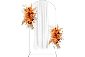 FOGEIN Wedding Arch Backdrop Stand, 6 FT Square White Metal Arch Backdrop Stand for Wedding Ceremony Photo Booth, Outdoor Indoor Birthday Party, Garden Floral Balloon Arch Decoration(White)