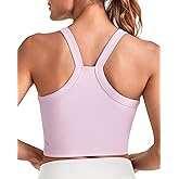 G4Free Cropped Workout Tops for Women Built in Bra Removable Padded Longline Sports Bras Racerback Yoga Tops