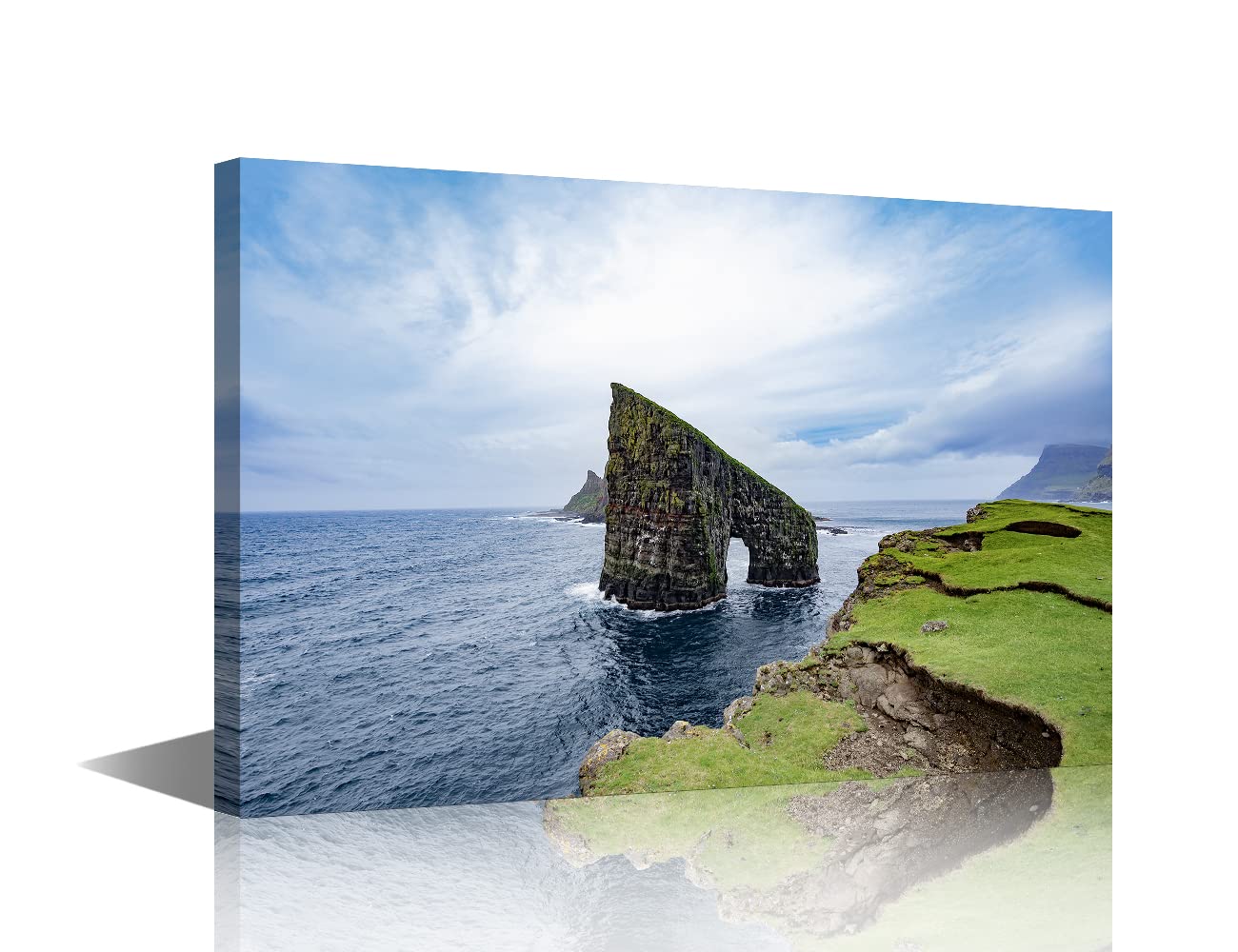 Canvs Wall Art North Atlantic Ocean Faroe Islands Framed Artwork Landscape Canvas Print for Living Room Bedroom Home Decorations Wall Decor Large 8x12inch (20x30cm)