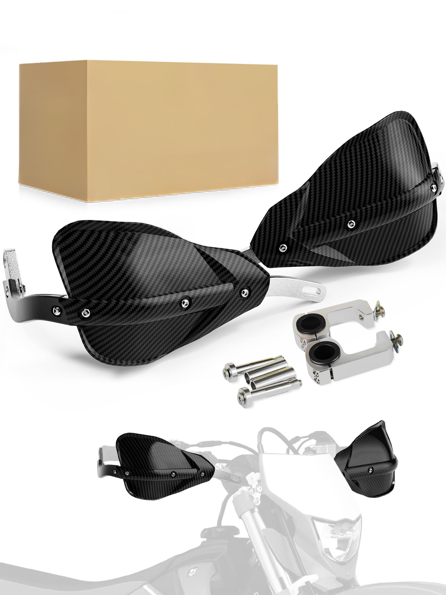 Photo 1 of JFG RACING Dirt Bike Handguards,Imitation Carbon Fiber Universal Motorcycle Handguards Hand Guards for 7/8'' and 1 1/8'' Brush Bar ATV Pit Off Road Motocross Enduro MX