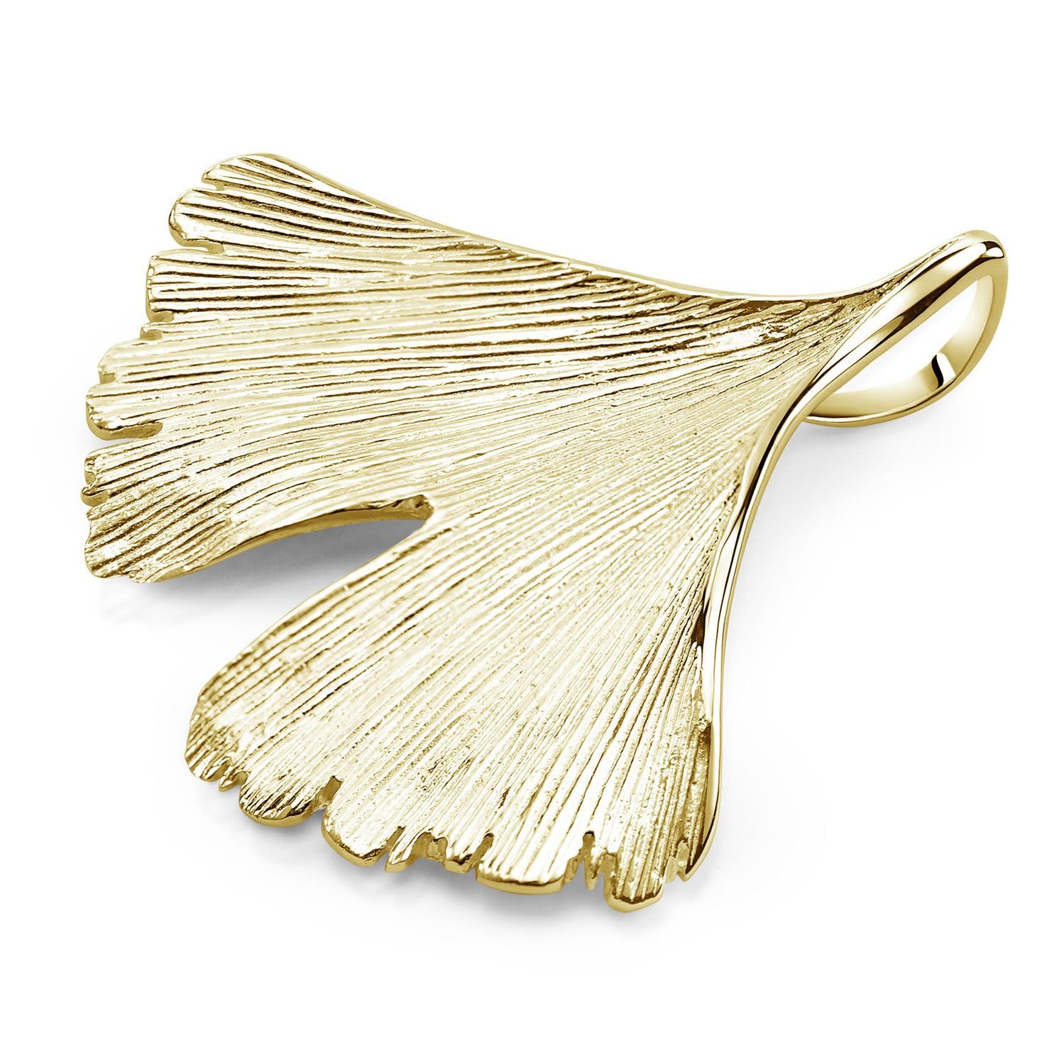 MATERIA Gingko Leaf Pendant Women's 925 Silver Gold Rose Gold Optional with Chain, Dimensions: