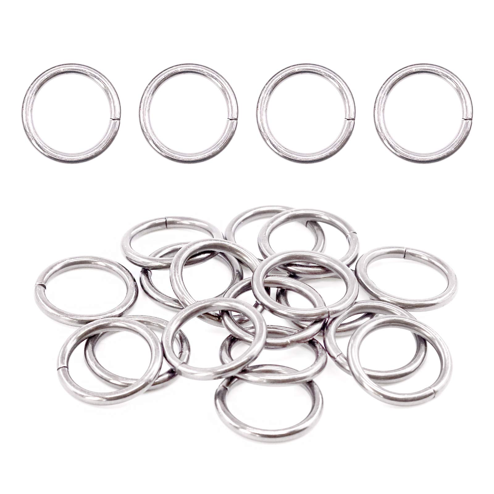 Swpeet 60Pcs Heavy Duty 3/4 Inch - 20mm Sliver Multi-Purpose Metal O Ring Metal Rings for Hardware Bags Ring Hand DIY Accessories Keychains Belts and Dog Leas (Sliver, 3/4 Inch)