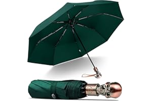 Lejorain Mens Black Skull Umbrella - Automatic Luxury Travel Windproof Umbrella Compact - Portable Strong Lightweight Rain Umbrella for Adults