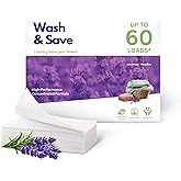 WASH & SAVE Eco-Friendly Laundry Detergent Sheets - 60 Loads - Ideal for Travel, Hypoallergenic & Plastic-Free Laundry Sheets