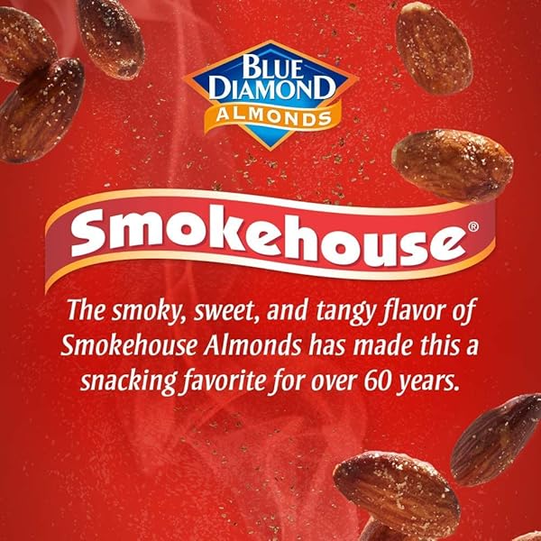 BLUE DIAMOND ALMONDS, SMOKEHOUSE FLAVORED SNACK NUTS, SINGLE SERVE BAGS (1.5 OZ. TUBES, PACK OF 12)