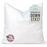 Pillowflex Synthetic Down Pillow Insert 17x17 in - Karate Chop Pillow | Small Square Sham Form, Plush Polyester Cotton Blend, Cloud-Like Comfort, Clump-Resistant Fill, Smooth Elegant Finish