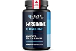 L-Arginine & L-Citrulline Supplement | Stamina, Endurance, Workout & Performance Support for Men | 590 mg L Arginine + L Citr