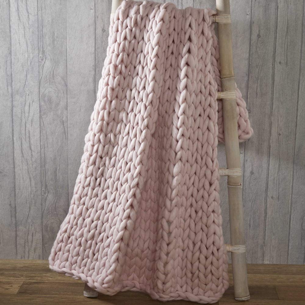 Rapport Chunky Hand Knitted Throw Modern Large Soft Sofa Bed Blanket Blush Pink 120 X 150cm Rapport Chunky Hand Knitted Throw Modern Large Soft Sofa Bed Blanket Blush Pink 120 X 150cm