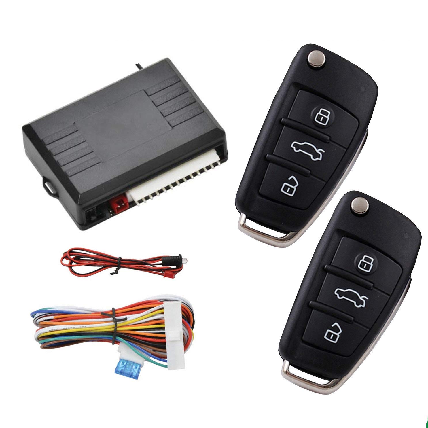 Universal Remote Control Central Door Lock Kit Style 19 Locking Keyless Entry Upgrade Kit with Contorl Box + 2 Replacement Remote Contorl for Car Central Door Lock
