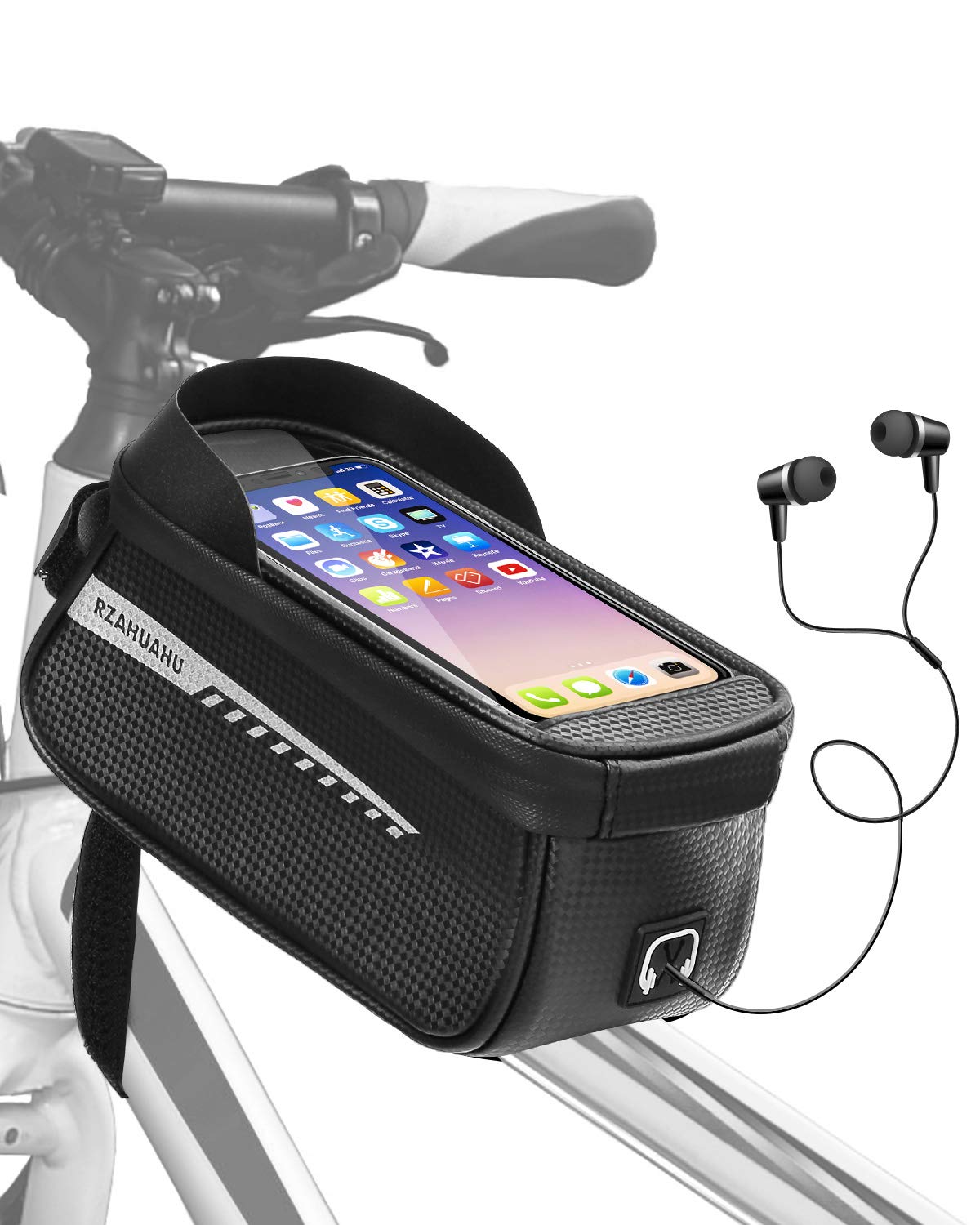 JOYTUTUS Bike Frame Bag, Cycling Front Frame Bag Phone Holder Waterproof Bike Front Top Tube Pouch Bag for Smart Phone up to 6.5''