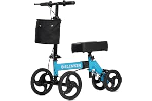 ELENKER Steerable Knee Walker Deluxe Medical Scooter for Foot Injuries Compact Crutches Alternative Sky Blue