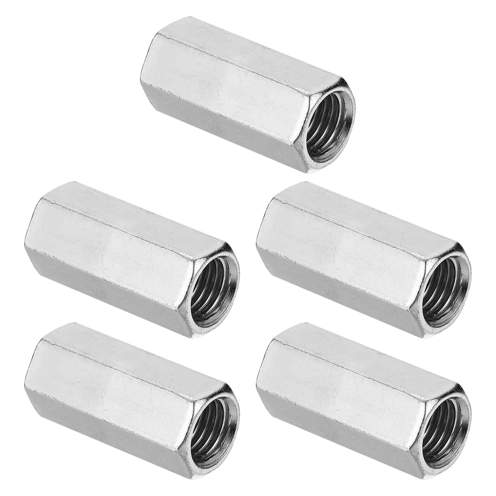 PATIKIL 3/4"-10 UNC Hex Coupling Nuts, 5Pcs 2.24" Long Fully Threaded Rod Coupling Nut Studding Connector Fasteners Galvanized Carbon Steel