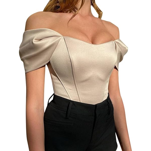 Amazon.com: xxxiticat Women's Off Shoulder Corset Top Short Sleeve