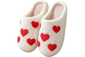 V OPXIN Cartoon Slippers for Womens Mens Cute Slippers Cozy Plush Warm Slip-on House Shoes for Indoor and Outdoor Meet Me at Midnight Strawberry Mushroom Evil Eyes Love Heart Slippers Valentine's Day Gifts