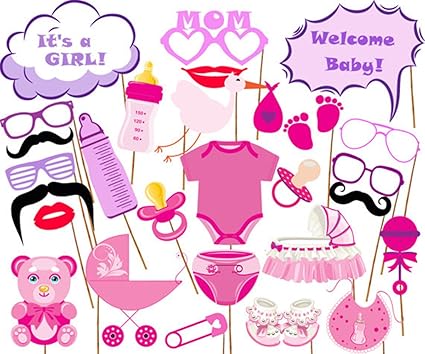 Amazon Com Laslu It S A Girl Baby Shower Party Photo Booth Props