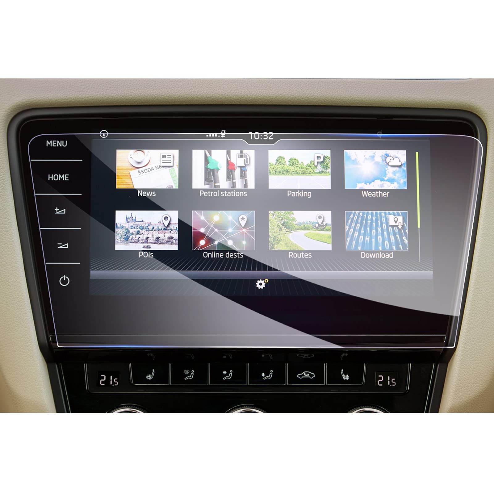 GAFAT 9.2 Inch Skod-a Octavia 3 MK3 5E RS 2017 2018 2019 Navigation Protective Film, 9.2 Inch Tempered Glass Screen Protector, Compatible with Skoda Octavia Infotainment System, 9H Anti-Scratch