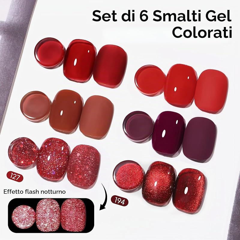 Smalto Semipermanente Unghie 10ML, Rosa Bianco Series 6 Colori Smalti Semipermanenti per Unghie Soak Off UV/LED Gel Polish per Principiante Smalto Gel Professionali Kit Manicure Regalo