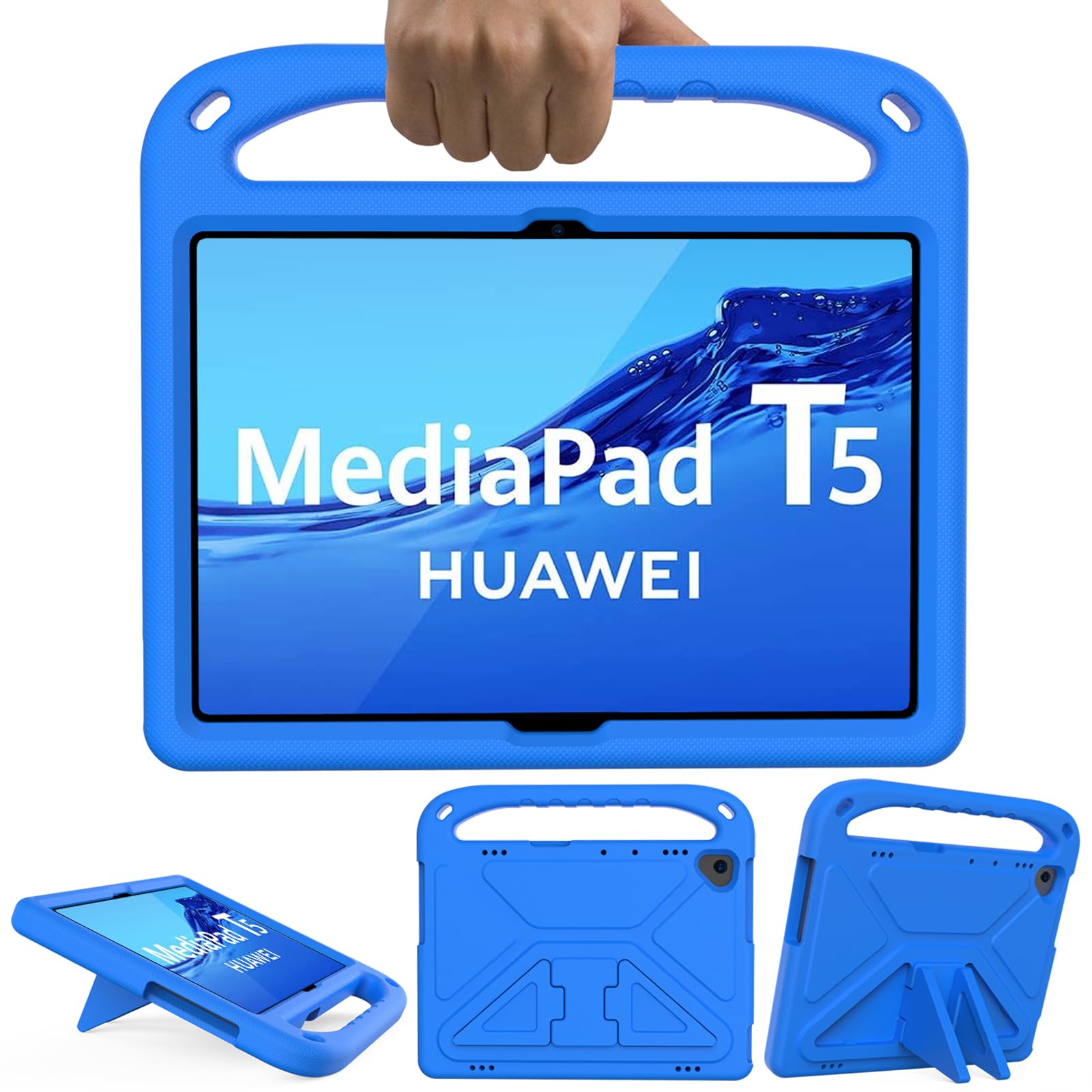 GOZOPO Kids Case for Huawei MediaPad T5 10 (10.1") Shockproof Handle Stand Cover Kid-Proof Case for Huawei MediaPad T5 10.1" - (Blue)