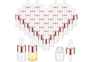 Didaey 200 Pcs Mini Glass Dropper Bottles Mini Dropper Bottles Sample Bottles Small Sample Vials with Lid for Traveling Essential Oils Cosmetic Liquid Sample Perfume (Rose Gold,2 ml)