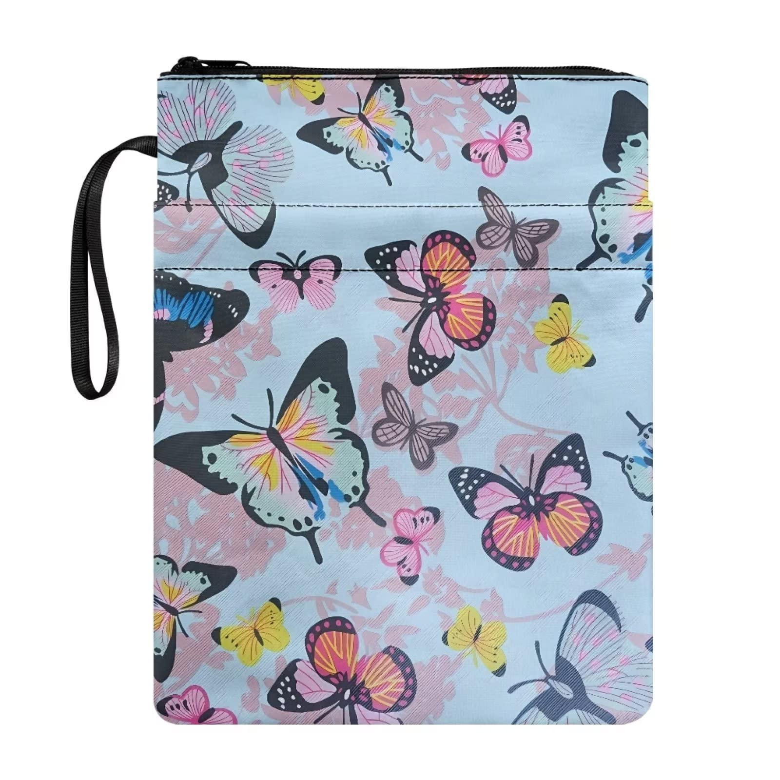 SEANATIVE Elegant Butterfly Flower Print Book Sleeve Cover with Zipper Book Protector Pouch Decor for Paperback Journal Diary — image 1