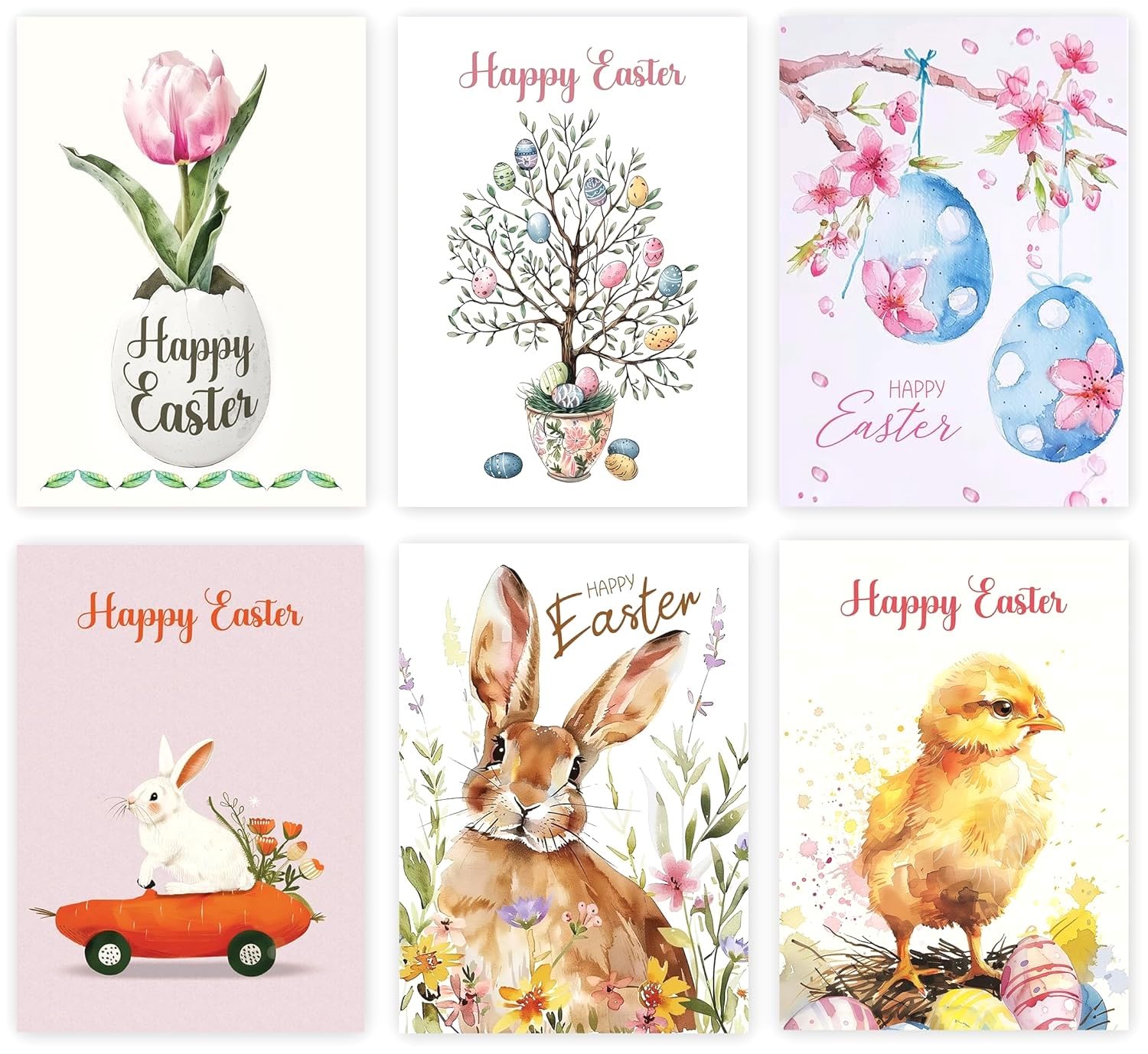 Giftinghouse Easter Cards Multipack of 6/12 - Happy Easter Cards with Envelopes Featuring 6 Unique Mixed Designs, Eco-friendly Blank Inside Greeting Card for kids — image 1