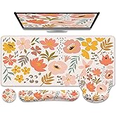 iCasso Desk Cover Mat, 4in1 Floral Large Mouse Pad with Wrist Rest, Desk Matt for Desktop, Anti-Slip XXL Big Computer Ergonomic Mousepad with Wrist Support for Keyboard and Mouse (Colorful)