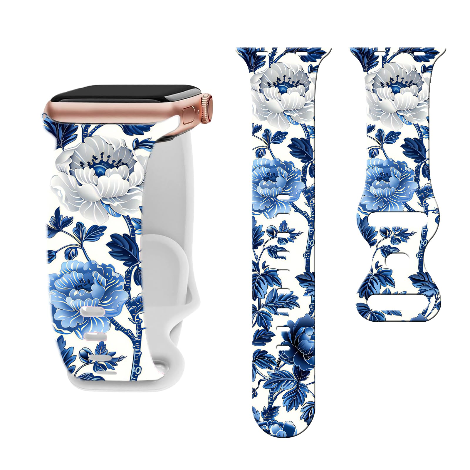 Floral watch Bands Compatible with Apple Watch Band for women 44mm 40mm 38mm 41mm 45mm 49mm 42mm, Silicone Cute Flower Pattern Sport Strap for iWatch Bands Series Ultra 2 SE 11 10 9 8 7 6 5 4 3 2 1