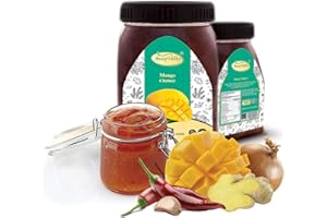 FARM TO KITCHEN ANAAJ VALLEY Anaaj Valley Pure Hot Mango Chutney | Premium Spicy Mango Chutney | Used With Chicken, Sandwich, Salad | NON-GMO, Vegan, Gluten Free, All Natural, Indian Condiment 350 Gr With Bottle